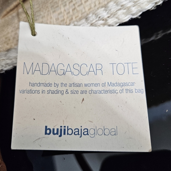 NWT BujiBaha by Hat Attack Straw Small Provence Tote Blues Stripes - Picture 7 of 9